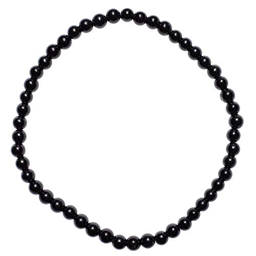 Charged Premium Natural Black Tourmaline Crystal 4mm Bead Bracelet  Baby Moroccan Selenite Puffy Heart Charging Crystal