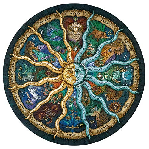 Gradient Round Jigsaw Puzzles 500 Pieces for Adults TeenZodiac Horoscope Difficult Challenge Educational Intellectual Decompressing Interesting Round Jigsaw Puzzle