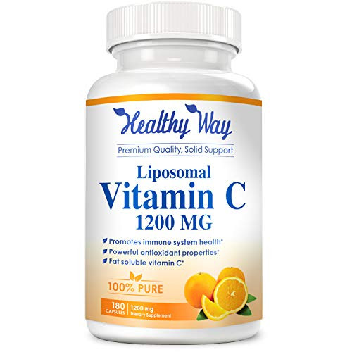 Healthy Way Liposomal Vitamin C - 1200mg Supplement - 180 Capsules - High Absorption Vitamin C Ascorbic Acid Pills - Liposome Encapsulated - Supports Immune System - 90 Servings