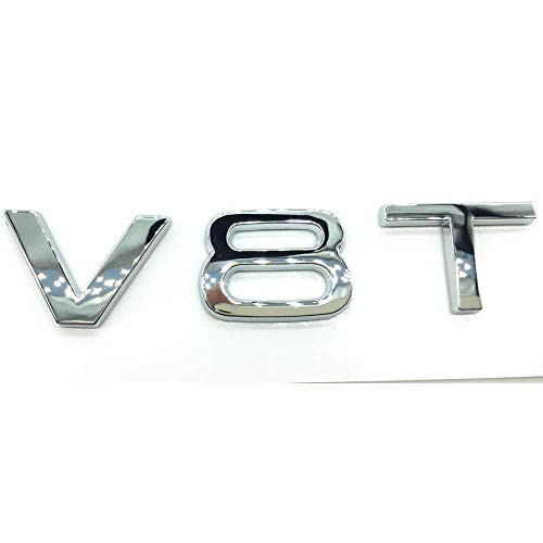OEM ABS Nameplate compatible for Audi V8 T Chrome Emblem 3D Trunk Logo Badge Compact Decoration