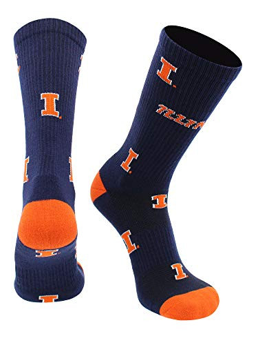 TCK Illinois Fighting Illini Socks Mayhem Crew Socks BlueOrange Large