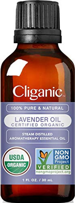 Cliganic USDA Organic Lavender Essential Oil 1oz - 100 Pure Natural Undiluted for Aromatherapy Diffuser  Non-GMO Verified