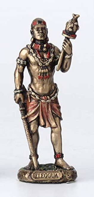 Veronese Design 3 12 Inch Ellugua Santeria Orisha God of Travelers Crossroads and Fortune Cast Resin Hand Painted Antique Bronze Finish Statue Home Decor