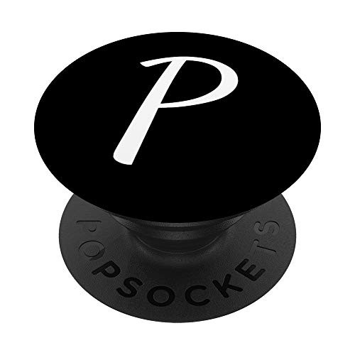 Black Pop Background White Pattern Monogram Letter P Initial PopSockets PopGrip Swappable Grip for Phones   Tablets