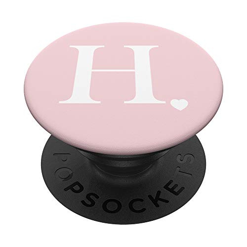 Light Pink White Monogram Letter H Initial Heart Design PopSockets Grip and Stand for Phones and Tablets