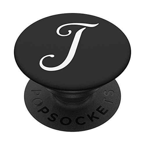 J Initial Monogram White on Gray Capital Letter PopSockets Grip and Stand for Phones and Tablets
