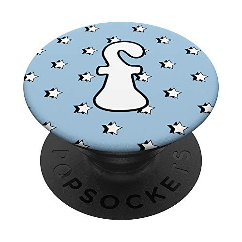 Aesthetic Pastel Light Blue with Stars and Letter F PopSockets Grip and Stand for Phones and Tablets
