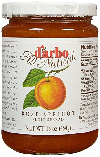 D'arbo All Natural Fruit Spread, Rose Apricot, 16 Ounce