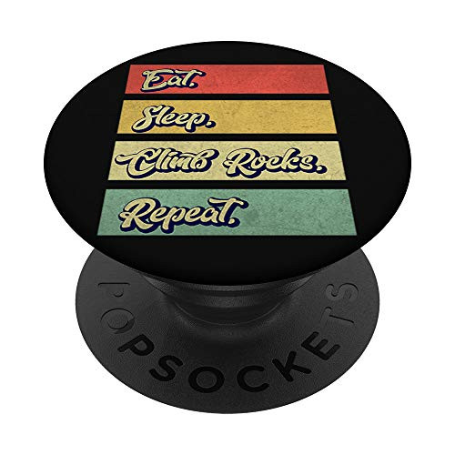 Eat Sleep Climb Rocks Repeat Rock Climbing Climber Retro PopSockets Grip and Stand for Phones and Tablets