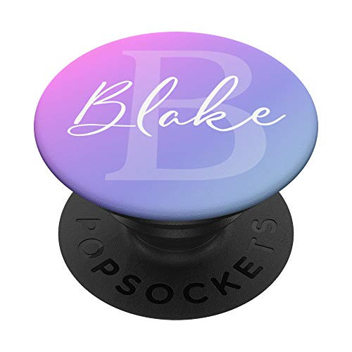 Blake First Name With Monogram Letter B Purple Ombre Rainbow PopSockets Grip and Stand for Phones and Tablets