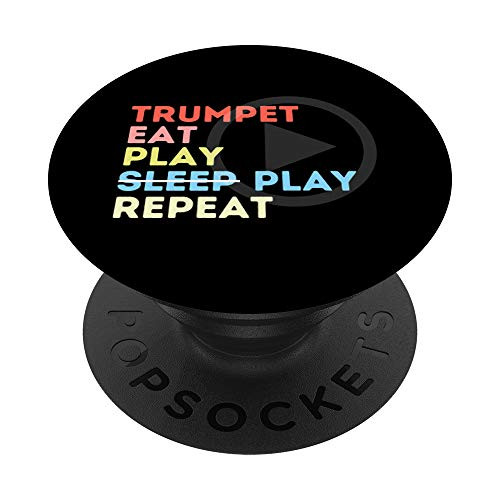 Retro Eat Play Sleep Trumpet Player Gift PopSockets Grip and Stand for Phones and Tablets