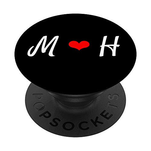 Matching Initial M   H Heart Letter Alphabet Monogram PopSockets PopGrip Swappable Grip for Phones   Tablets
