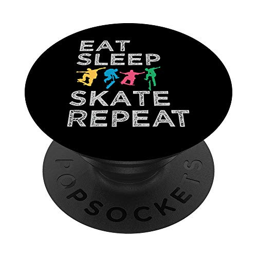 Eat Sleep Skate Repeat Funny Skater Skateboarding Gift PopSockets Grip and Stand for Phones and Tablets