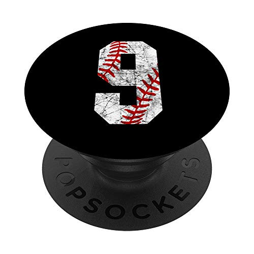 Vintage Baseball Mom 9 Jersey Baseball Player Number 9 PopSockets Grip and Stand for Phones and Tablets