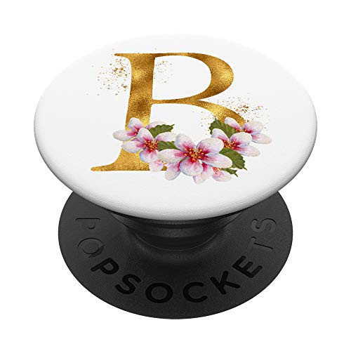 Monogram Letter Initial B With Pink Roses PopSockets Grip and Stand for Phones and Tablets