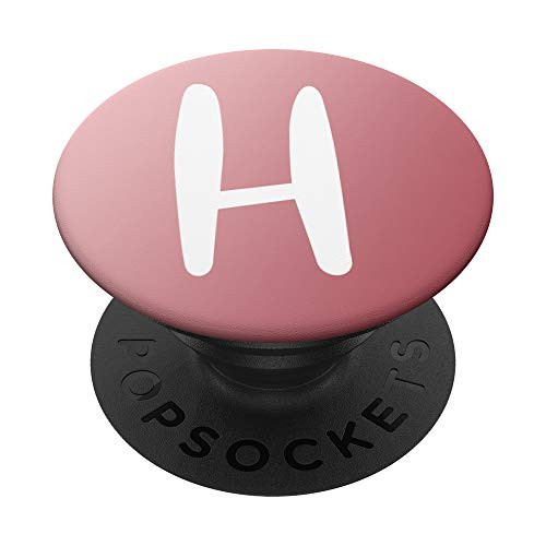 Powder Pink Coral Ombre White Initial Monogram Letter H PopSockets Grip and Stand for Phones and Tablets
