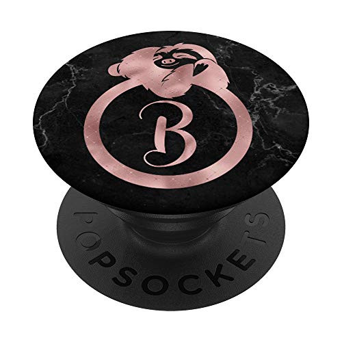 Cute Letter B Initial Monogram Smiling Sloth Rose Pink PopSockets Grip and Stand for Phones and Tablets