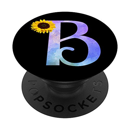 Letter B watercolor sunflower monogram initial B for girls PopSockets PopGrip Swappable Grip for Phones   Tablets