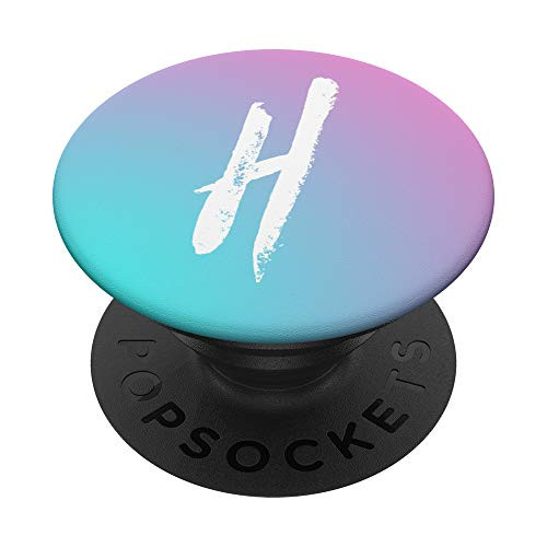 Pink Blue Ombre Monogram Initial Letter H Phone Grip PopSockets Grip and Stand for Phones and Tablets