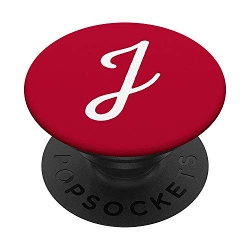 Initial Letter J Red Alphabet Monogram Matching PopSockets PopGrip Swappable Grip for Phones   Tablets