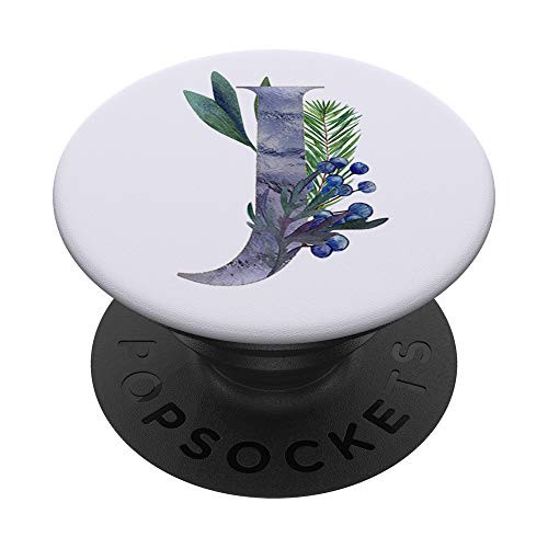 Initial J Monogram Chic Floral Watercolor Letter J PopSockets Grip and Stand for Phones and Tablets