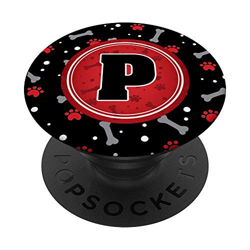 Dog Paw Print Monogram - Dog Lovers Gift - Initial Letter P PopSockets Grip and Stand for Phones and Tablets