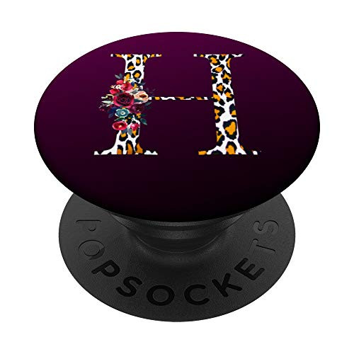 Leopard Cheetah Animal Print Monogram Letter H Initial PopSockets PopGrip Swappable Grip for Phones   Tablets