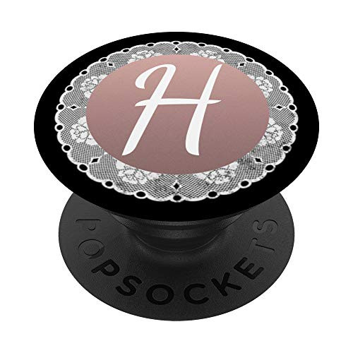 Monogram Pop Rose Pink with Letter H Phone Stand Initial H PopSockets Grip and Stand for Phones and Tablets