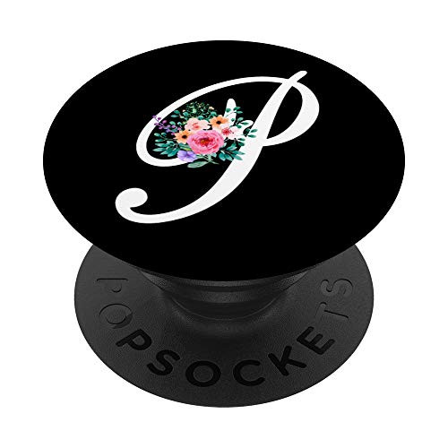 Letter P Floral Initial Monogram PopSockets Grip and Stand for Phones and Tablets