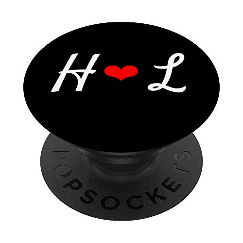Matching Initial H   L Heart Letter Alphabet Monogram PopSockets Grip and Stand for Phones and Tablets