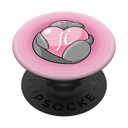 Manatee Heart Pink Monogram Name Initial Letter H PopSockets Grip and Stand for Phones and Tablets