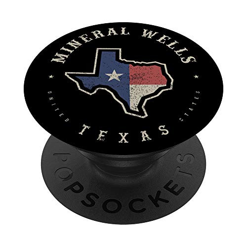 Vintage Mineral Wells Texas State Flag Map Souvenir Gift PopSockets Grip and Stand for Phones and Tablets