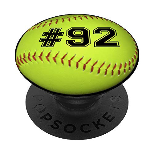 Softball Gift Player Jersey Number 92 PopSockets Grip and Stand for Phones and Tablets