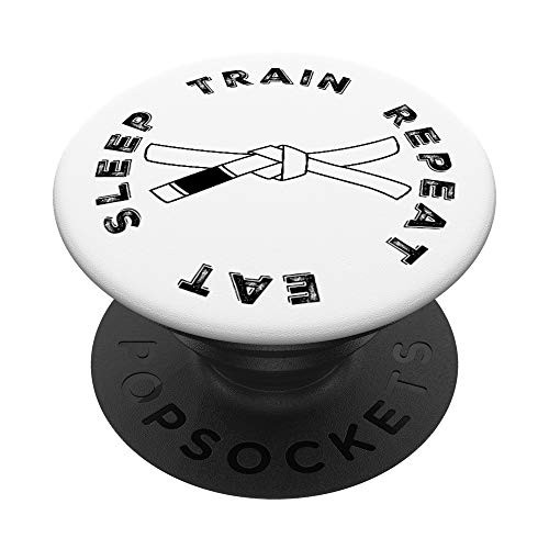 Eat Sleep Train Repeat Brazilian Jiu Jitsu BJJ White Belt PopSockets PopGrip Swappable Grip for Phones Tablets Eat Sleep Train Repeat Brazilian Jiu Jitsu BJJ White Belt PopSockets PopGrip Swappable Grip for Phones Tablets