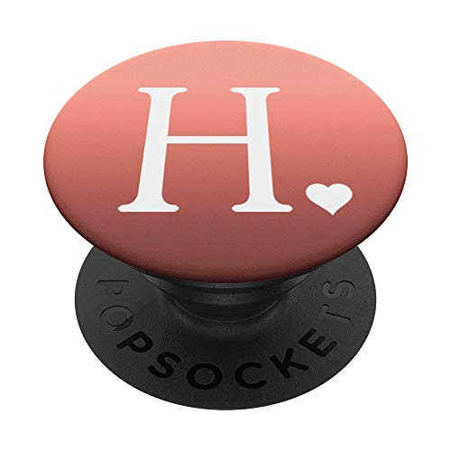 Heart White Letter H Initial Monogram Rose Pink Cute PopSockets Grip and Stand for Phones and Tablets