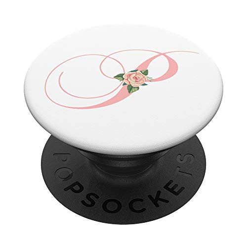 Pink Letter P Initial Floral Personalized Design Monogram PopSockets Grip and Stand for Phones and Tablets