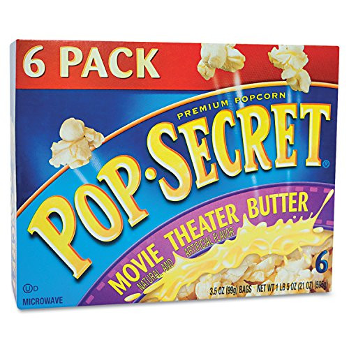Pop Secret 57706 Microwave Popcorn, Movie Theater Butter, 3.2oz Bags, 6/Box