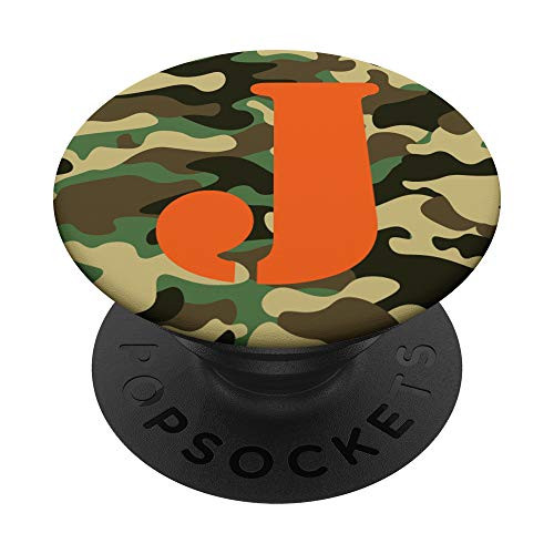 Camo Monogram J Initial Name Monogrammed Camouflage Hunting PopSockets PopGrip Swappable Grip for Phones   Tablets