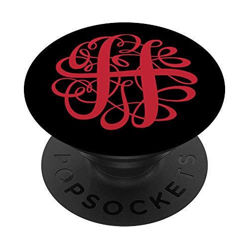 Red   Black Monogram H Customized With Initial H Letter Gift PopSockets PopGrip Swappable Grip for Phones   Tablets