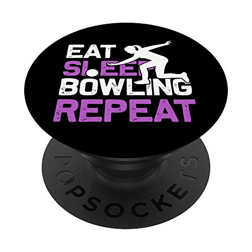 Bowler Gift - Eat Sleep Bowling Repeat   Bowling Team Gift PopSockets PopGrip Swappable Grip for Phones   Tablets