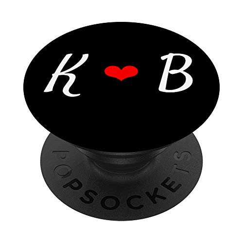 K   B Heart Love Initial Letter Alphabet Monogram PopSockets Grip and Stand for Phones and Tablets