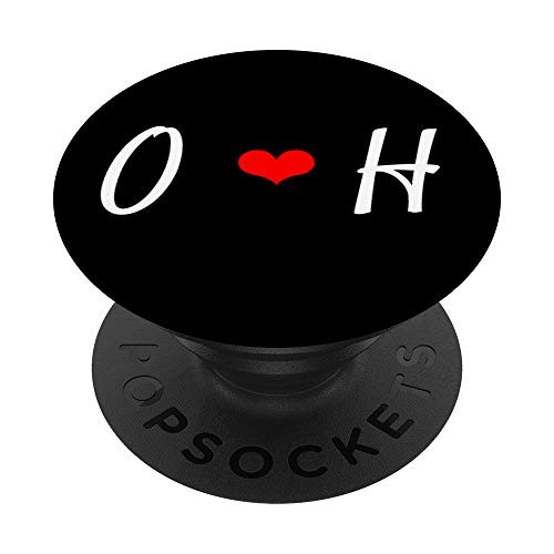 O   H Heart Love Initial Letter Alphabet Monogram PopSockets Grip and Stand for Phones and Tablets