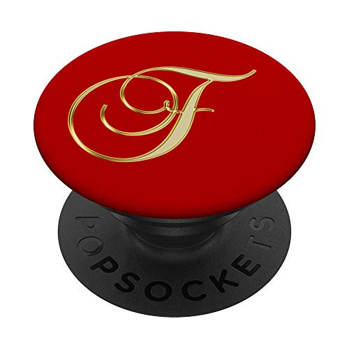 Phone Grip Letter F Tan Yellow_ Initial F Tan Yellow on Red PopSockets Grip and Stand for Phones and Tablets