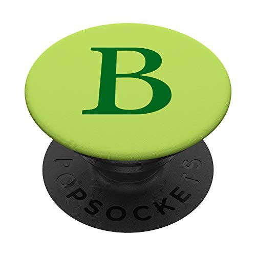 Cute Monogram Initial B Lime Green color Gift with Letter B PopSockets Grip and Stand for Phones and Tablets