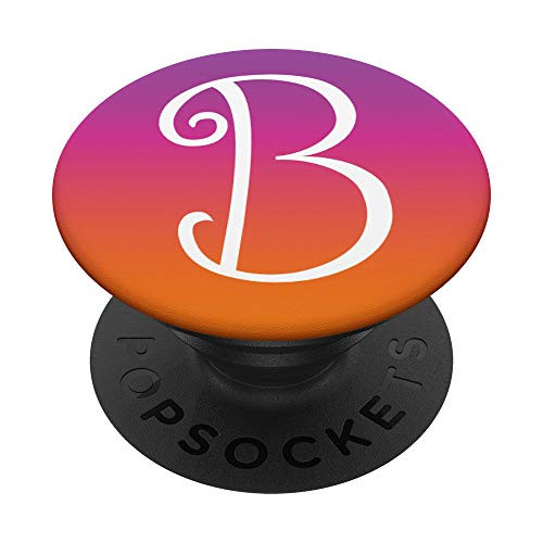 Pink to Orange Ombre Gradient Monogram with Letter B Initial PopSockets Grip and Stand for Phones and Tablets
