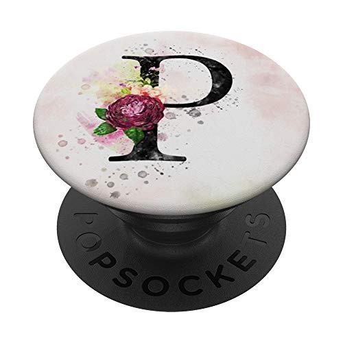 P Monogram Initial Letter P Floral Watercolor Art Design PopSockets Grip and Stand for Phones and Tablets