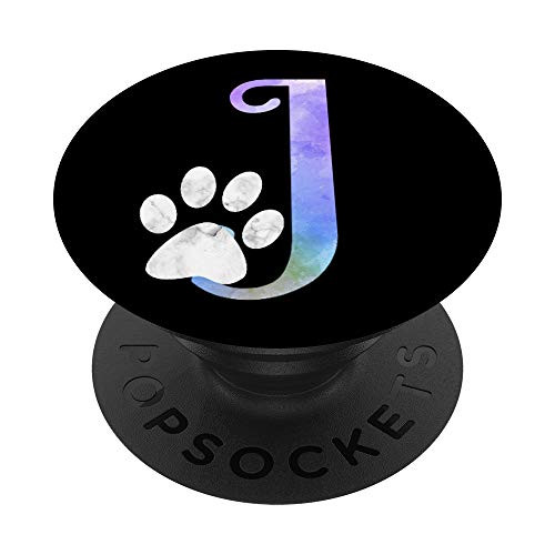 Letter J watercolor cat dog paw monogram initial J PopSockets Grip and Stand for Phones and Tablets