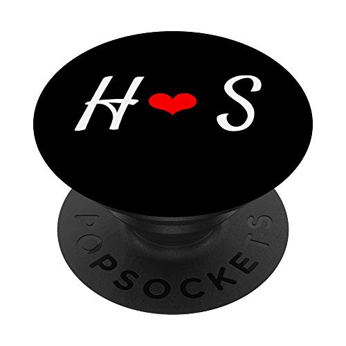 H   S Heart Love Initial Letter Alphabet Monogram PopSockets Grip and Stand for Phones and Tablets