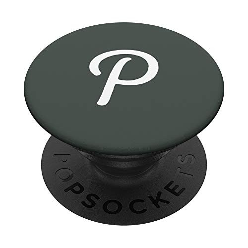 Matching Initial Letter P Midnight Green Alphabet Monogram PopSockets Grip and Stand for Phones and Tablets