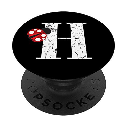 Ladybug Monogram Name Initial Letter H PopSockets Grip and Stand for Phones and Tablets